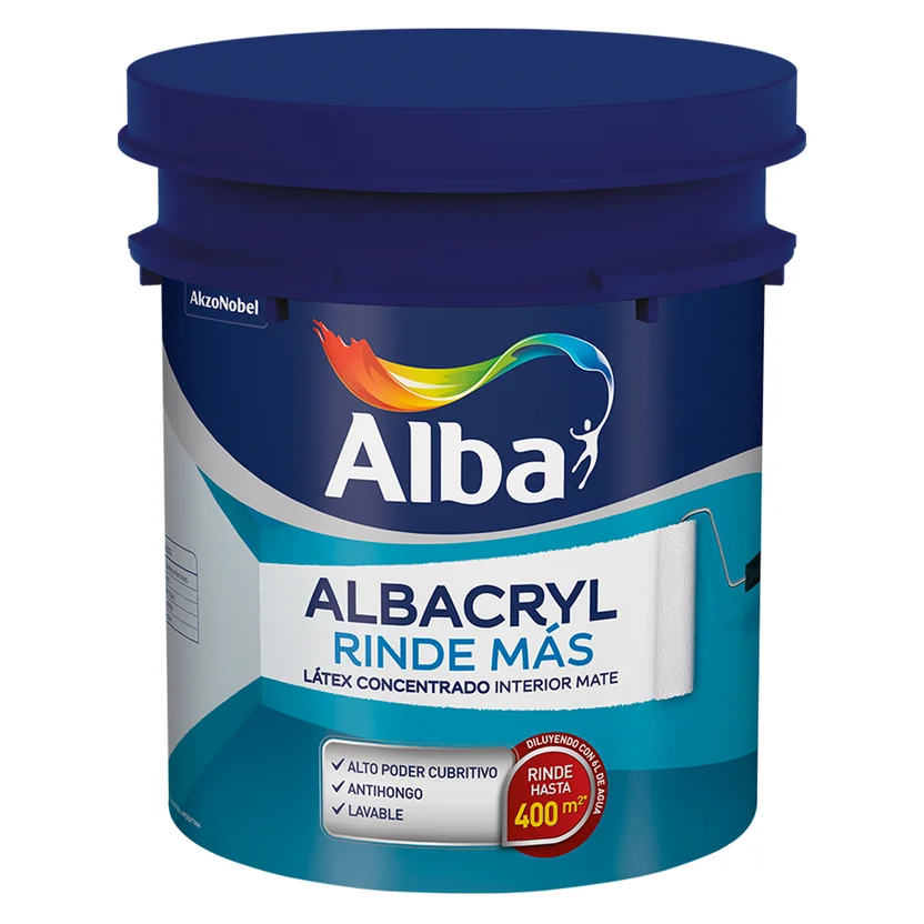 Pintura látex Albacryl interior blanco mate lavable 20 L